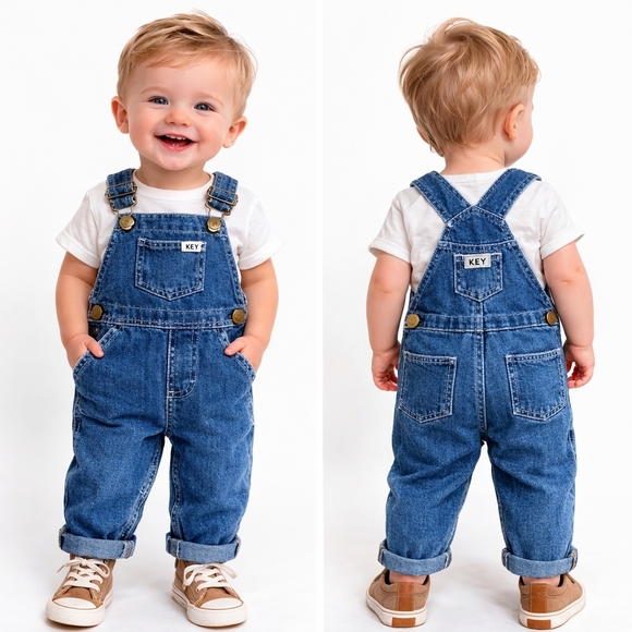 Key Other - KEY Denim Overalls 12 Months Baby Boy Blue Farmcore Blue Collar Country Western
